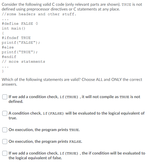 Solved Consider the following valid C code (only relevant | Chegg.com