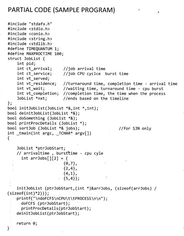 PARTIAL CODE (SAMPLE PROGRAM) include "stdafx.h"
