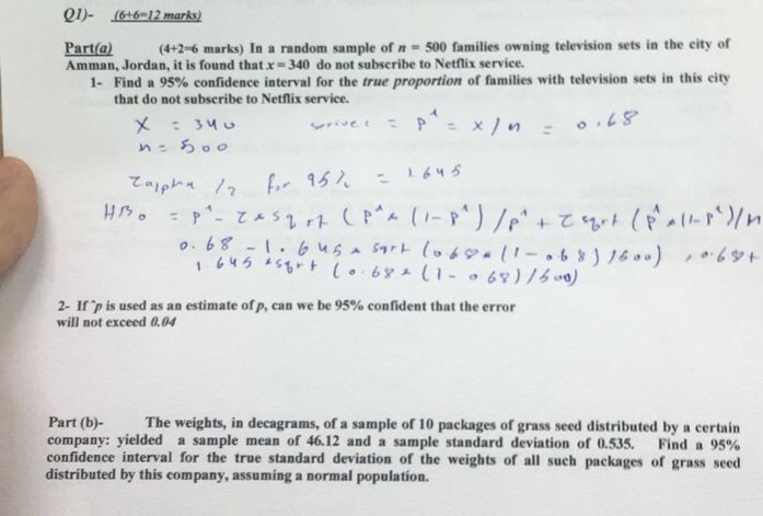 Solved Q1) 16+6 12 marks Parta)(4+2-6 marks) In a random | Chegg.com