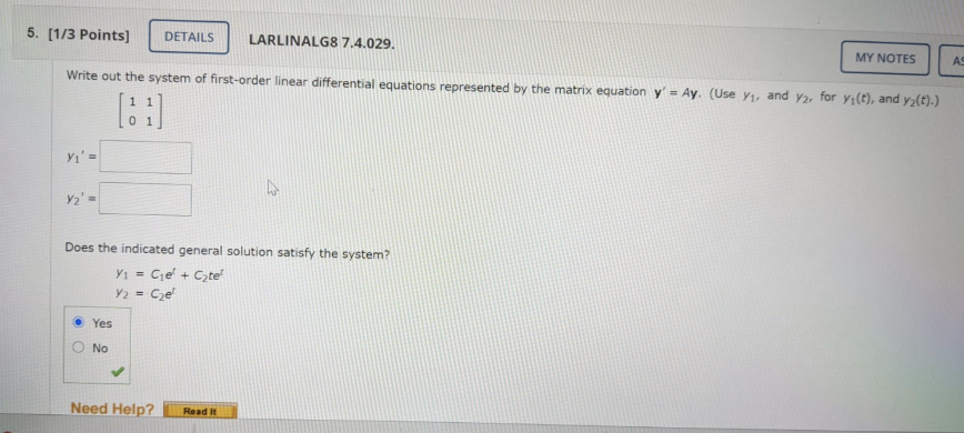Solved 5. [1/3 Points) DETAILS LARLINALG8 7.4.029. MY NOTES | Chegg.com