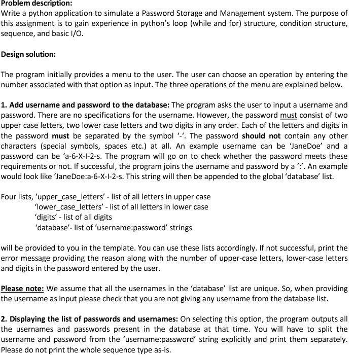 Solved Problem description: Write a python application to | Chegg.com