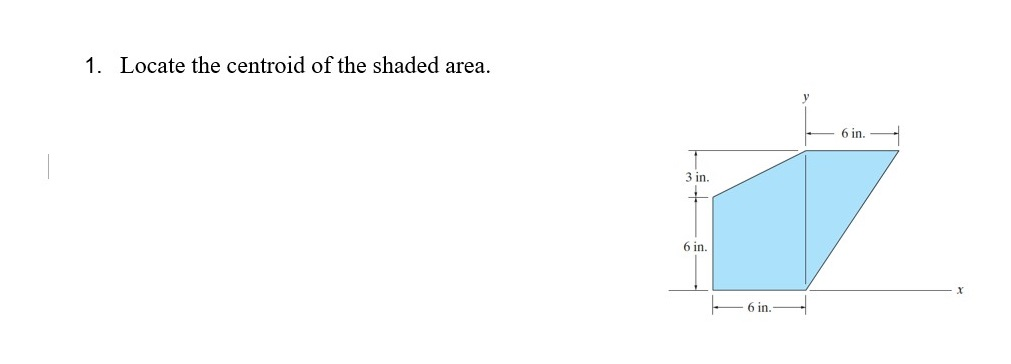 Solved 1. Locate the centroid of the shaded area. 6 in. —- 3 | Chegg.com