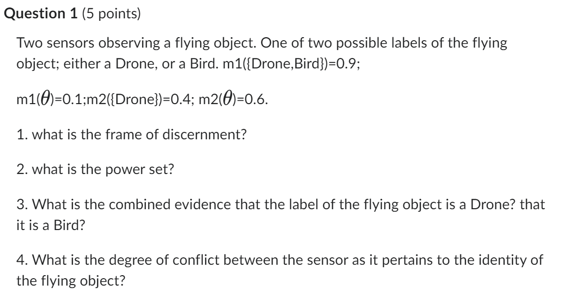 Solved Two sensors observing a flying object. One of two | Chegg.com