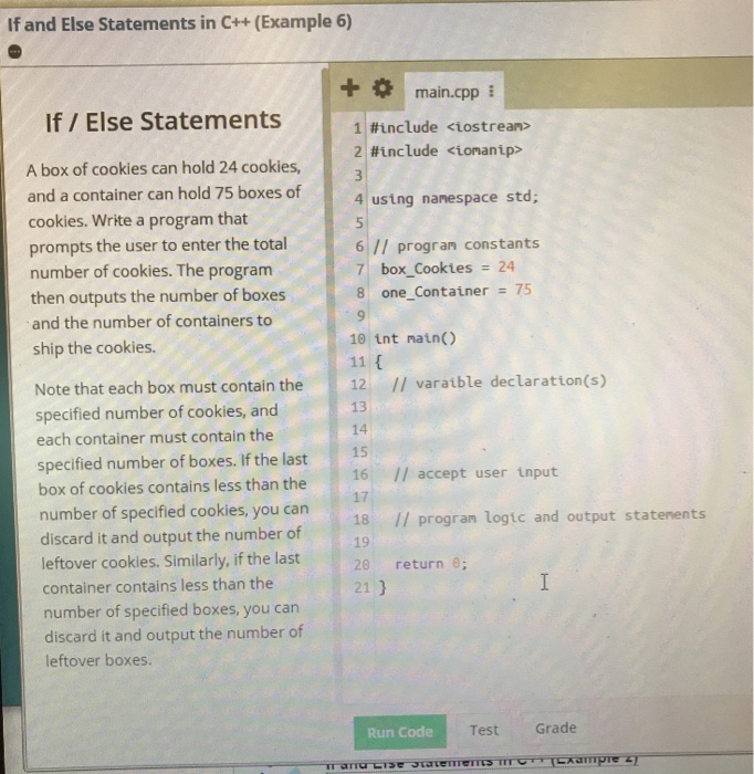 Solved If and Else Statements in C++ (Example 6) +main.cpp | Chegg.com
