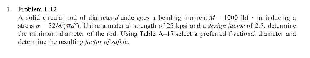 Solved 1. Problem 1-12 A solid circular rod of diameter d | Chegg.com