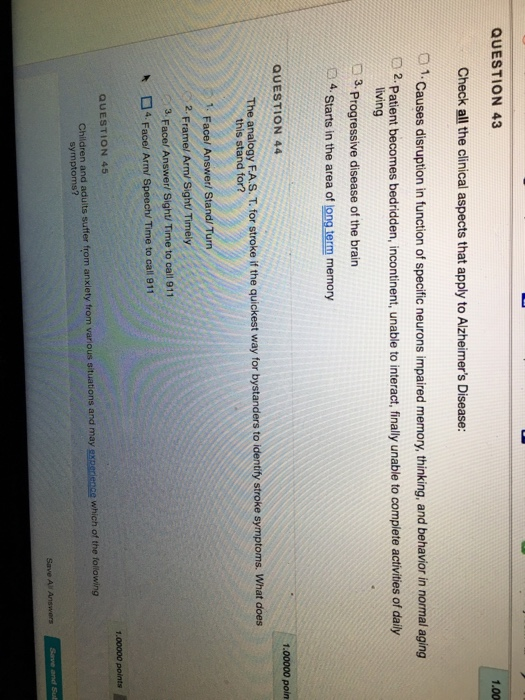 Solved QUESTION 41 1.00 Which of the following statements | Chegg.com