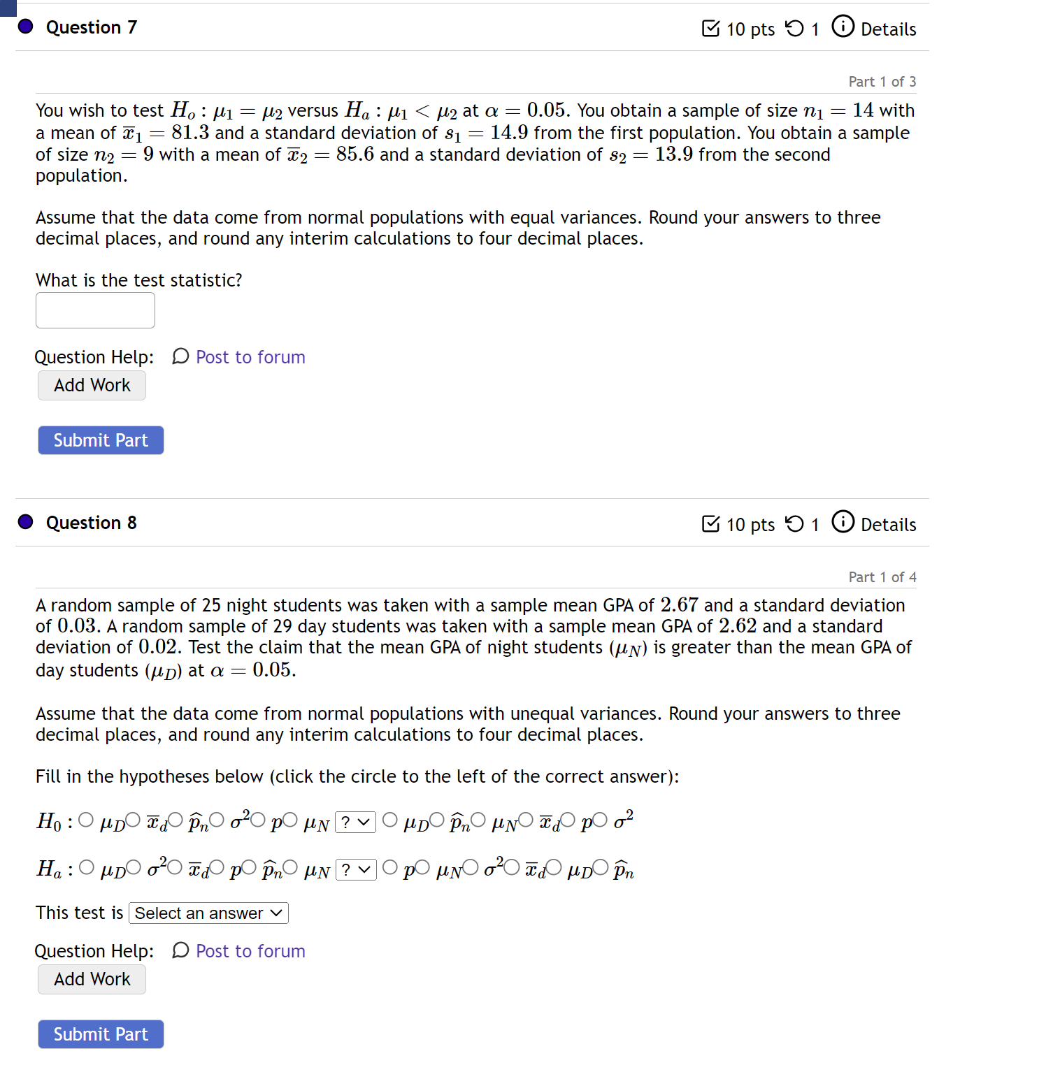 Solved You wish to test Ho:μ1=μ2 versus Ha:μ1