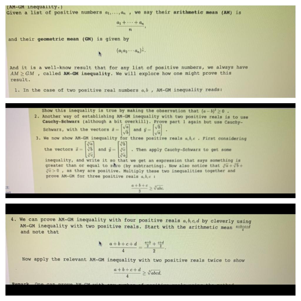 Solved (AM-GM Inequality.) Given A List Of Positive Numbers | Chegg.com