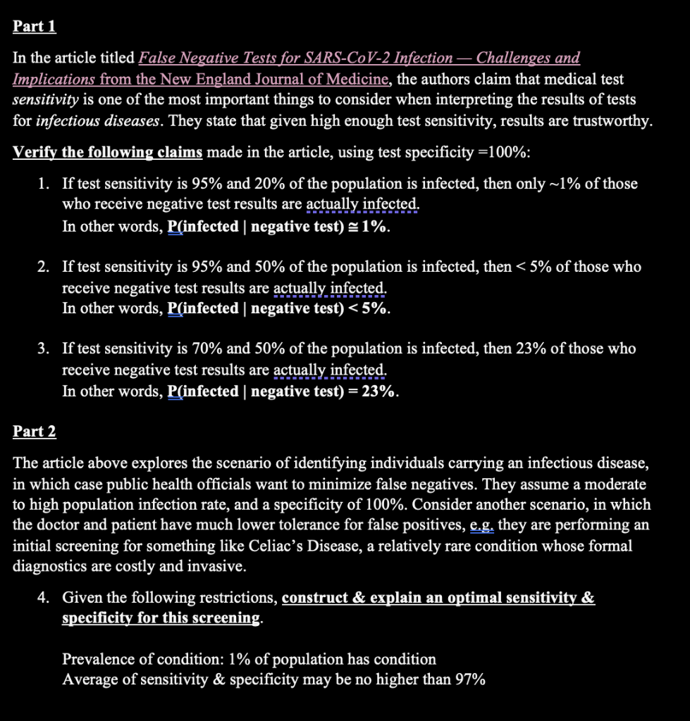 Solved Part 1 In The Article Titled False Negative Tests For Chegg Com   PhpUD2bBn