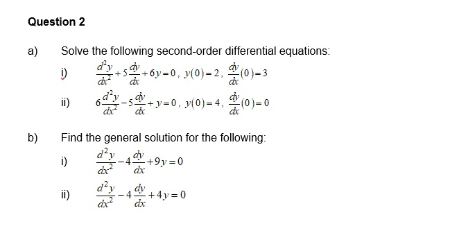 Solved Question 2 A Solve The Following Second Order 8035