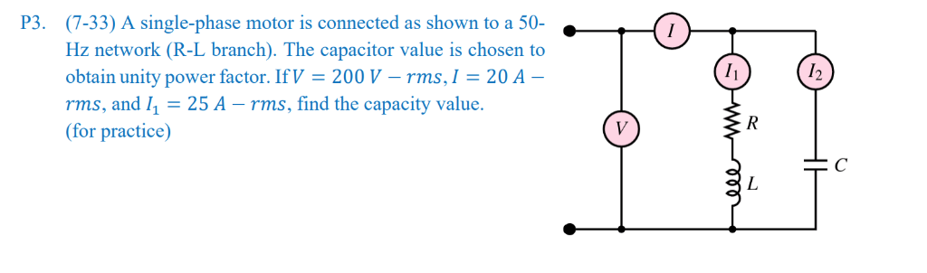 Solved P3. (7-33) A single-phase motor is connected as shown | Chegg.com
