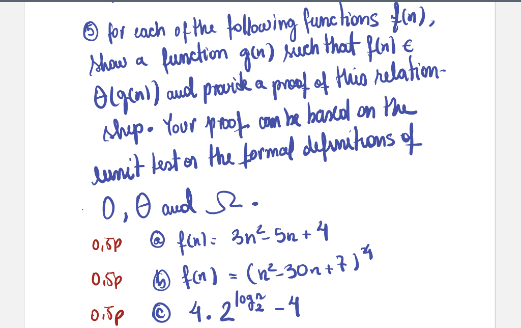 Solved © for cach of the following func hons Hom), Show a | Chegg.com