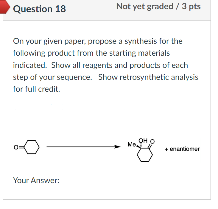 Solved On Your Given Paper, Propose A Synthesis For The | Chegg.com