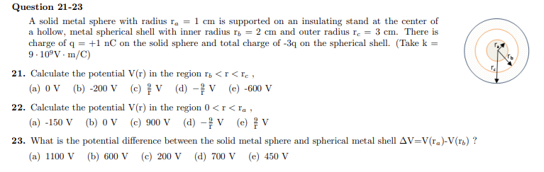 Solved A Solid Metal Sphere With Radius Ra=1 Cm Is Supported | Chegg.com