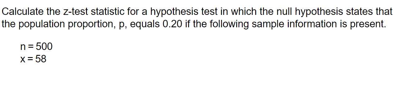 z test null hypothesis example