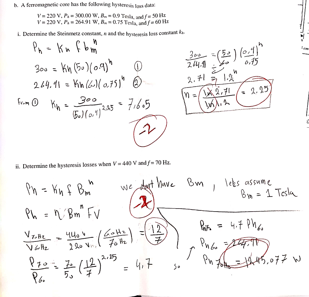 Solved B A Ferromagnetic Core Has The Following Hysteres Chegg Com