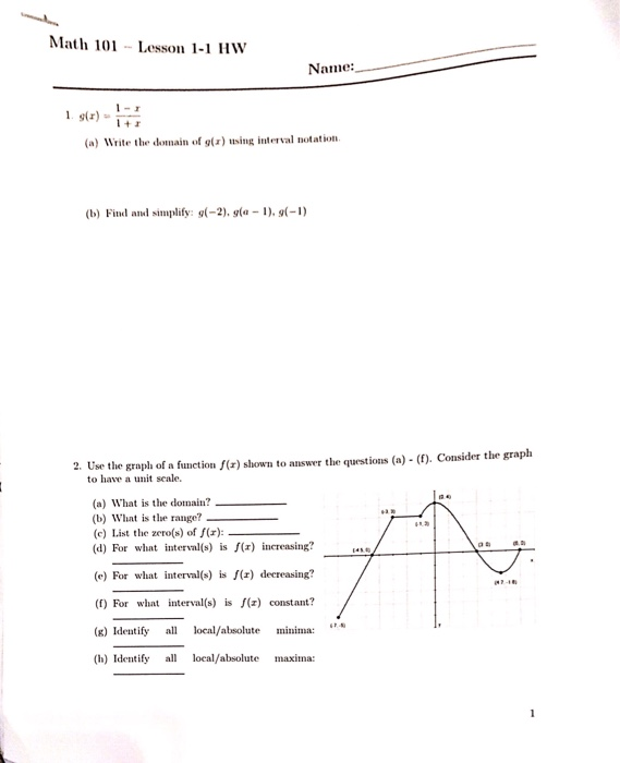 Solved Math 101 Lesson 1- HW Name 1 r 1 r) (a) Write the | Chegg.com