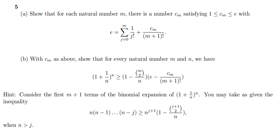 Solved 5 (a) Show that for each natural number m, there is a | Chegg.com