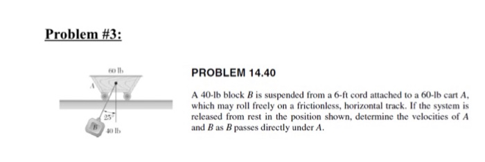 Solved Problem #3: PROBLEM 14.40 A 40-lb Block B Is | Chegg.com