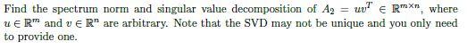 Solved Find the spectrum norm and singular value | Chegg.com
