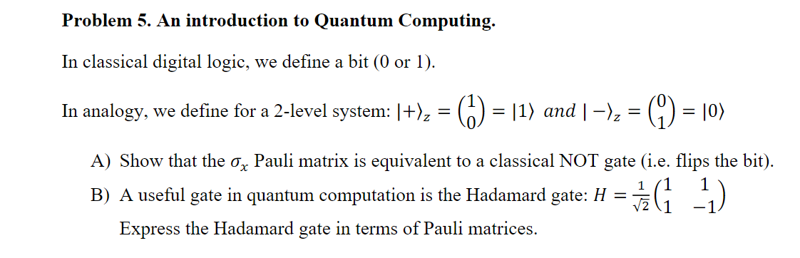 Solved Problem 5. An introduction to Quantum Computing. In | Chegg.com