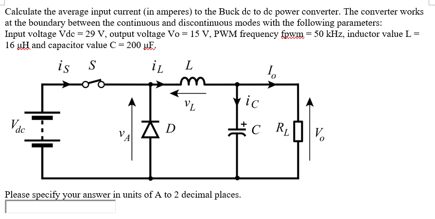 Solved Calculate the average input current (in amperes) to | Chegg.com