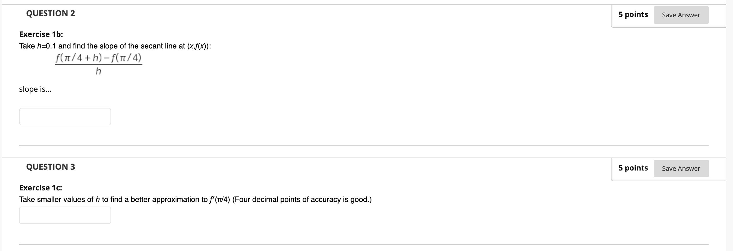 Solved QUESTION 1 2 The derivative at a point Exercise 1: | Chegg.com