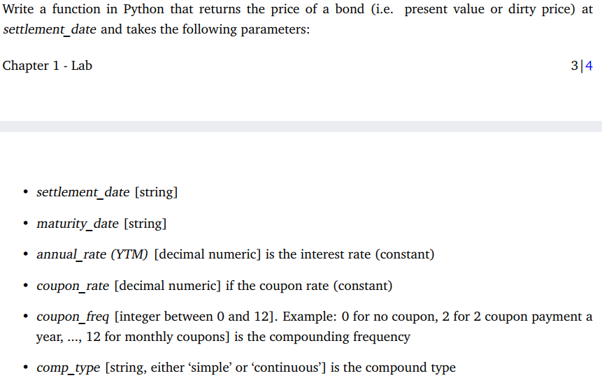 Solved Write a function in Python that returns the price of | Chegg.com