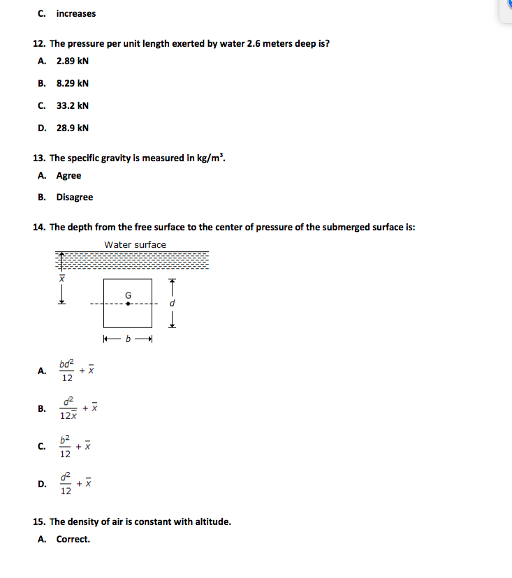 Solved C. increases 12. The pressure per unit length exerted | Chegg.com