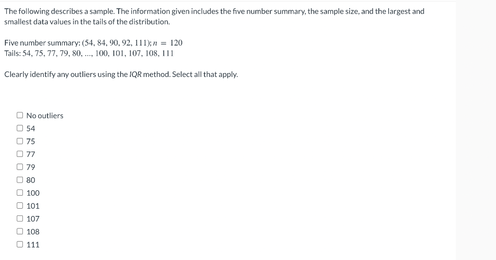 Solved The following describes a sample. The information | Chegg.com