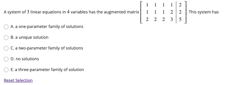 Solved A system of 3 linear equations in 4 variables has the | Chegg.com