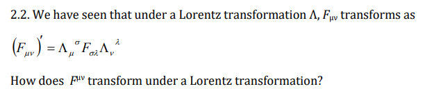 Solved 2.2. We have seen that under a Lorentz transformation | Chegg.com