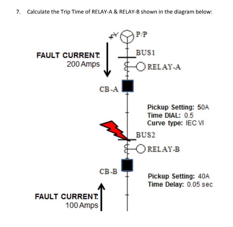 Solved 7. Calculate the Trip Time of RELAYA & RELAYB shown