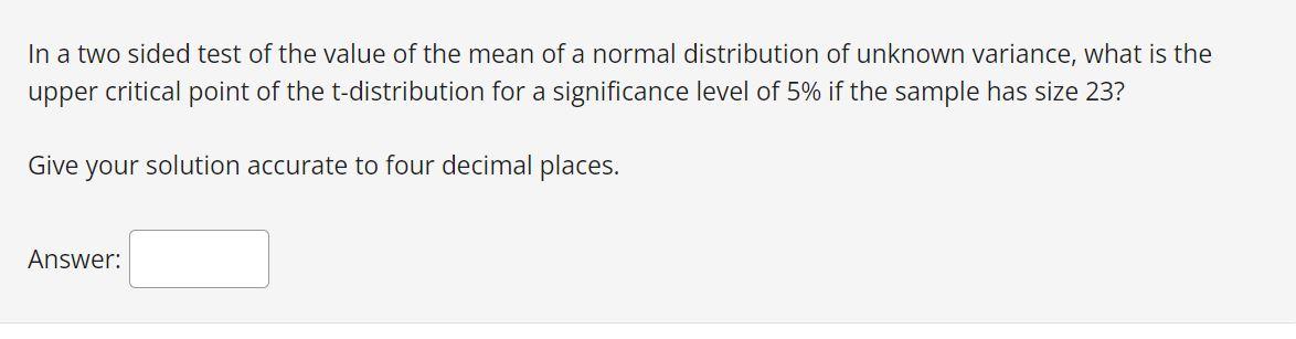 Solved In a two sided test of the value of the mean of a | Chegg.com