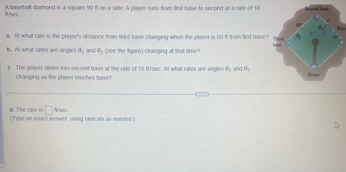 Solved A baseball diamond is a square 90ft on a side. A | Chegg.com