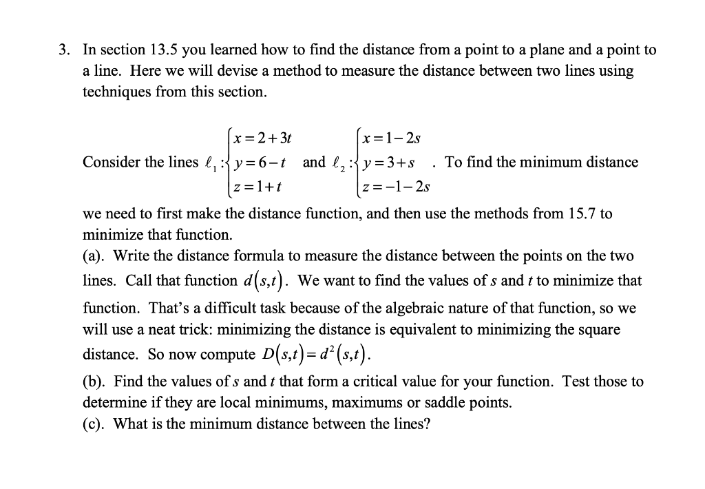 Solved In section 13.5 you learned how to find the distance | Chegg.com