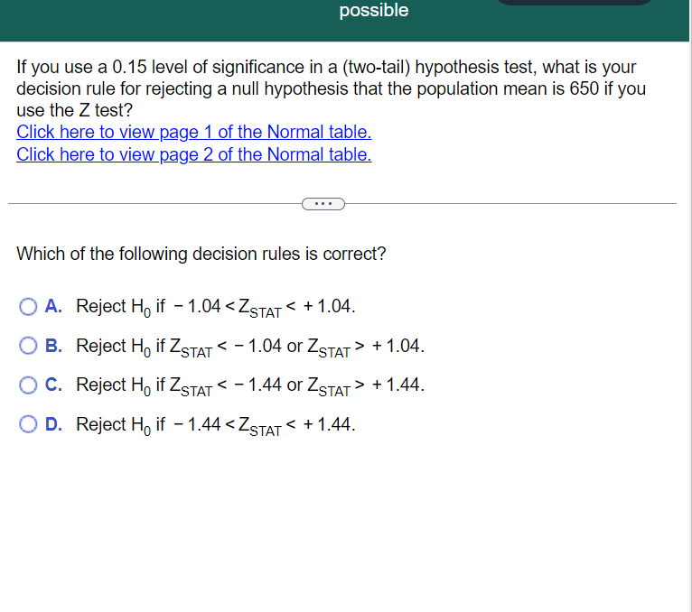 Solved If you use a 0.15 level of significance in a | Chegg.com