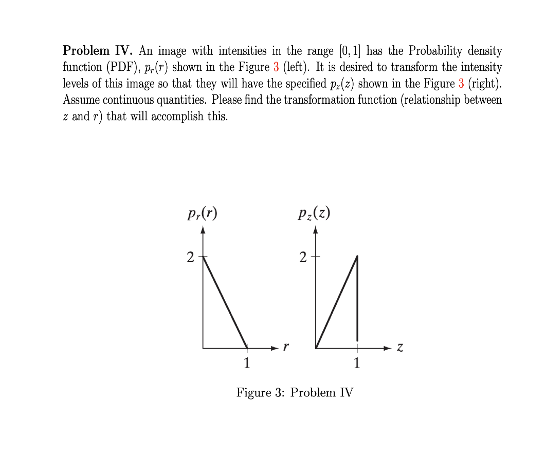 Solved Problem IV. An image with intensities in the range | Chegg.com