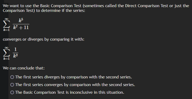Solved We want to use the Basic Comparison Test (sometimes | Chegg.com