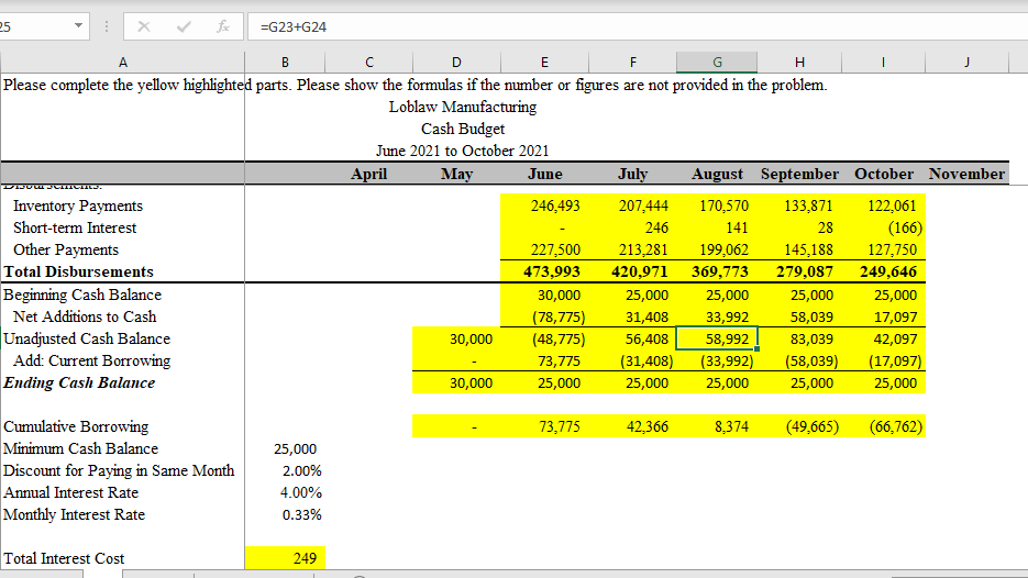 This Need To Be Solved In Excel With Formulas Chegg