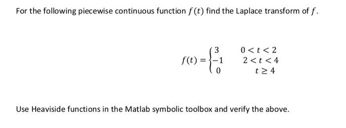 Solved For the following piecewise continuous function f(t) | Chegg.com