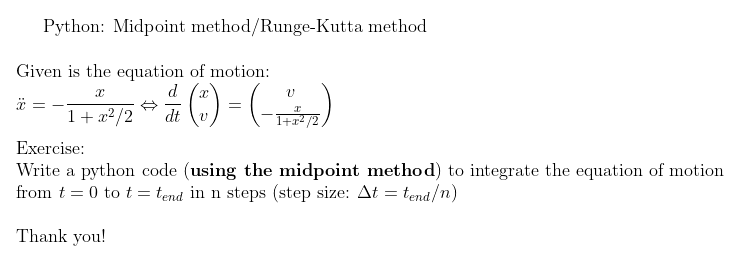 Solved Python: Midpoint method/Runge-Kutta method = (*) = | Chegg.com