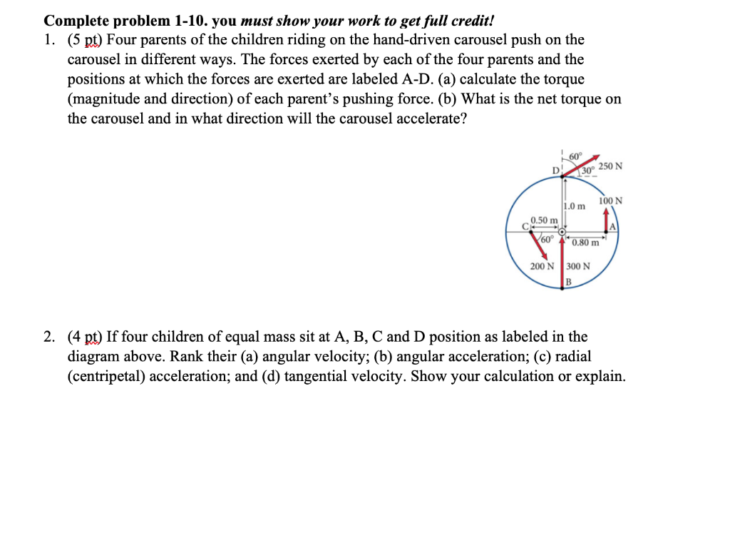 Solved Complete Problem 1-10. You Must Show Your Work To Get | Chegg.com