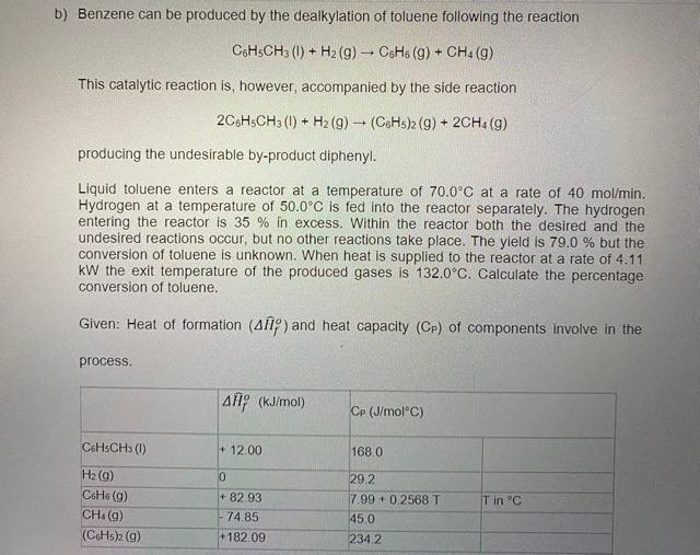 Solved Benzene can be produced by the dealkylation of