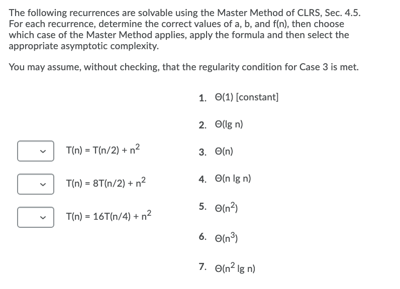 Solved The Following Recurrences Are Solvable Using The | Chegg.com