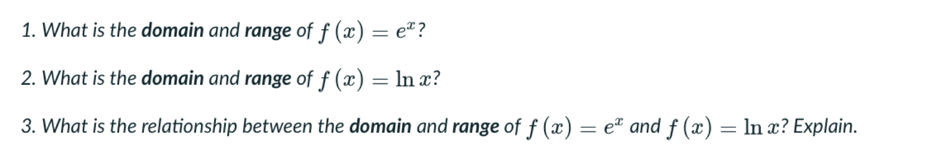 state the domain and range of f x