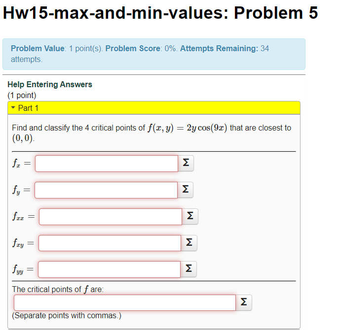 Solved Hw15-max-and-min-values: Problem 5 Problem Value: 1 | Chegg.com