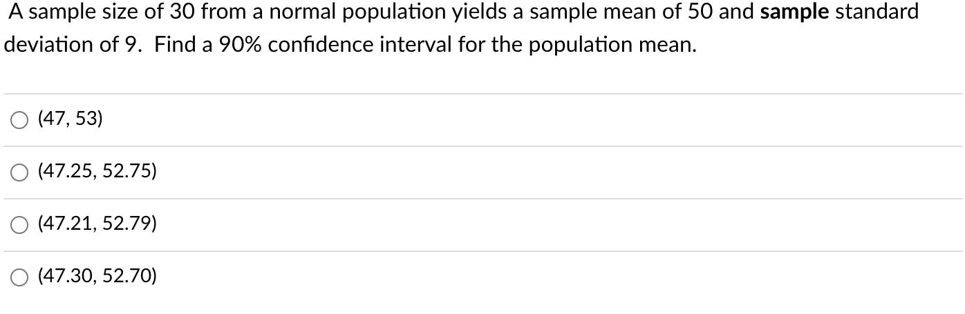 Solved A sample size of 30 from a normal population yields a | Chegg.com