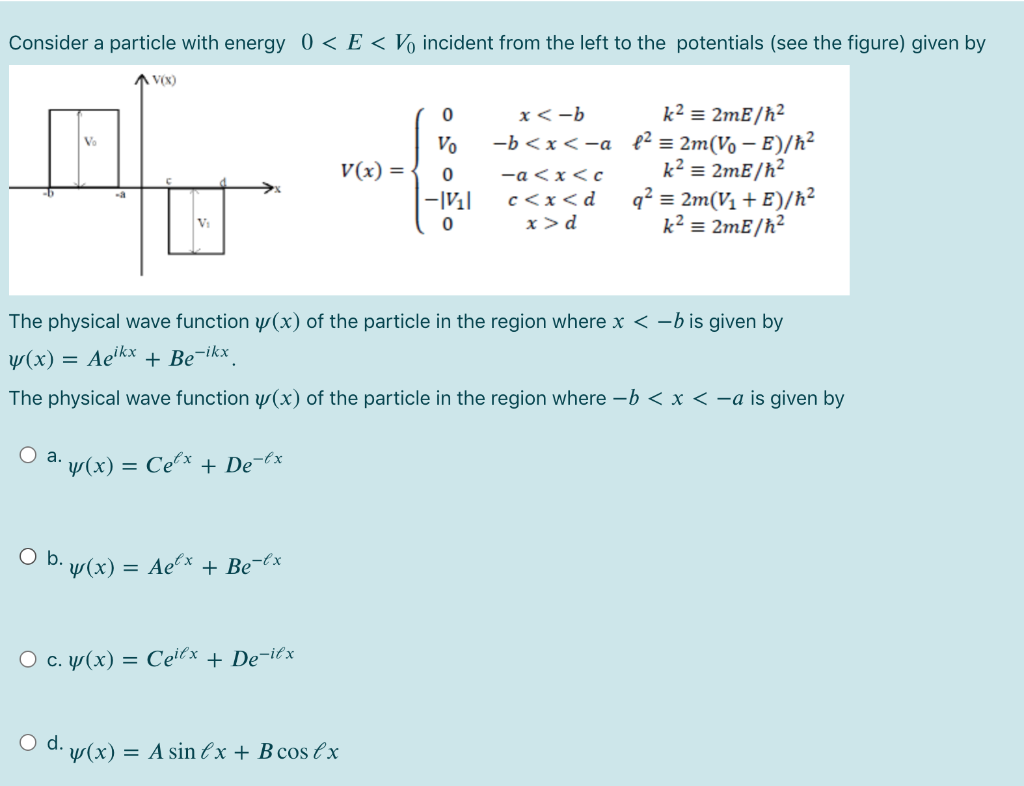 Solved Consider A Particle With Energy 0 E Vincident Chegg Com