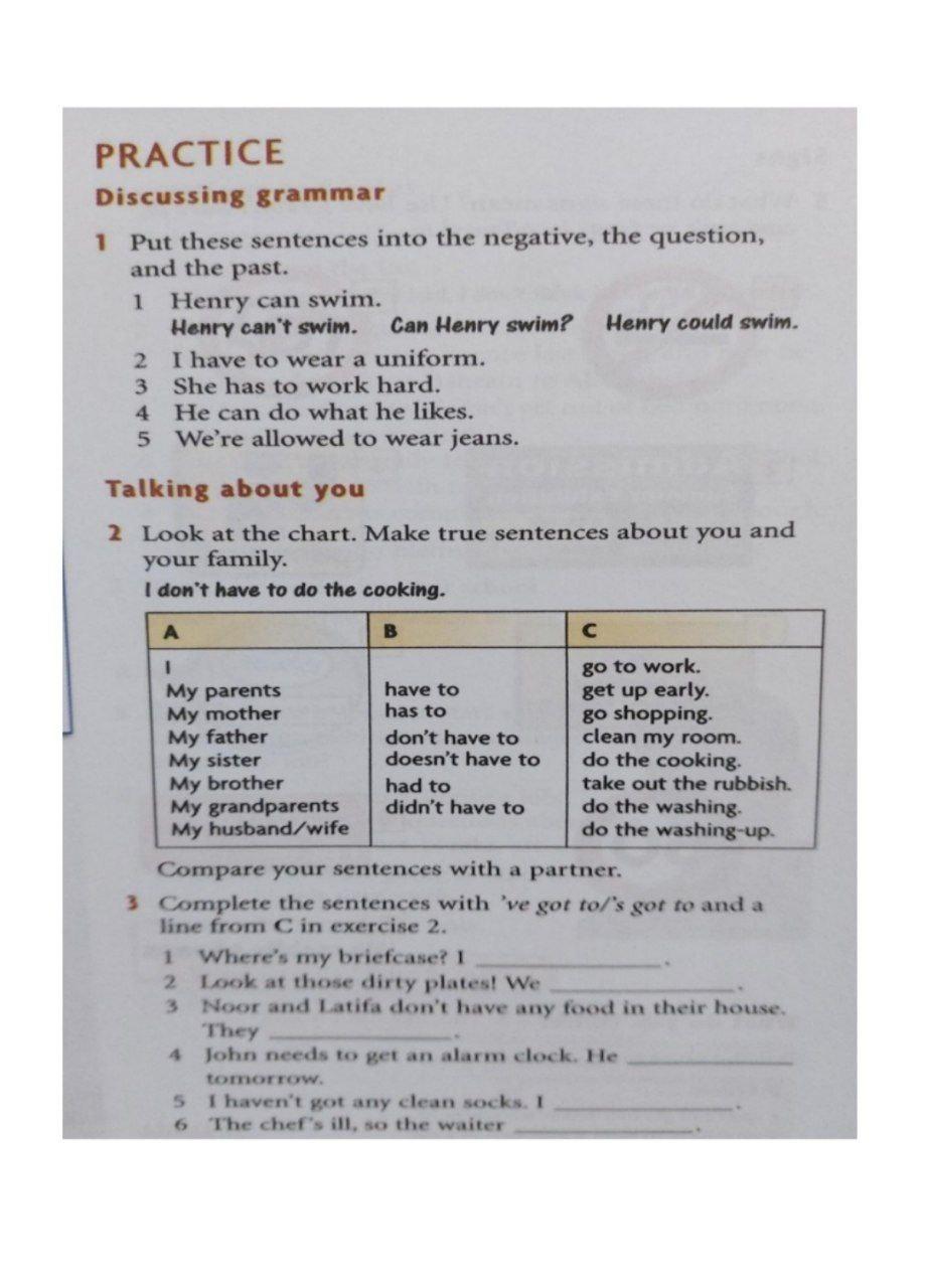 PRACTICE Discussing grammar 1 Put these sentences